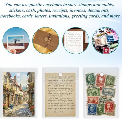 10 Pcs Clear Plastic Envelopes for Documents, 5×7 Inch Waterproof Plastic Envelopes with Snap Closure Clear Envelope Pouch Stamp and Die Storage Pockets Document File Folders for Home Office in Kuwait