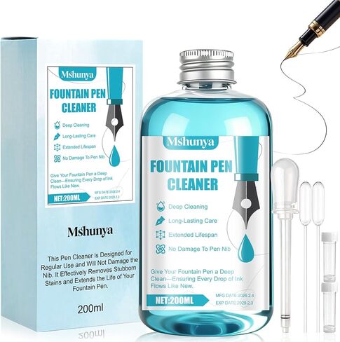 Fountain Pen Cleaner, Fountain Pen Cleaning Kit, With fountain pen cleaner Accessories, Highly Efficient Rinsing, Won't Damage The Nib, Extends The Lifespan of Your Fountain Pen, 6.67 Oz in Kuwait