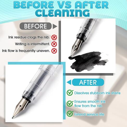 Fountain Pen Cleaner, Fountain Pen Cleaning Kit, With fountain pen cleaner Accessories, Highly Efficient Rinsing, Won't Damage The Nib, Extends The Lifespan of Your Fountain Pen, 6.67 Oz in Kuwait