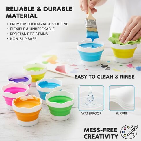 4 PCS Collapsible Paint Brush Washer Multifunctional Collapsible Bucket Foldable Water Cup Portable Silicone Washing Bucket Brush Holder Mini Foldable Washing Buckets for Watercolor Oil Painting in Kuwait
