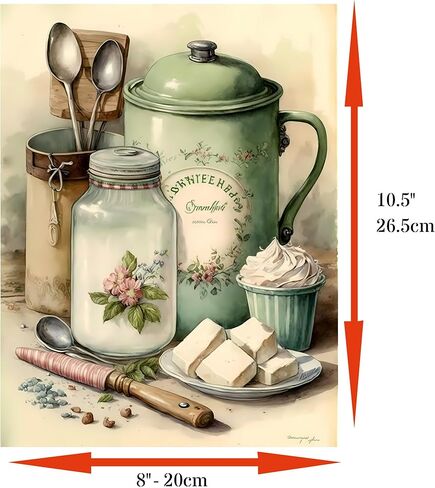 Vintage Kitchen Rice Papers, 8 x 10.5 inch – Decoupage Paper Design for Furniture, Mixed Media, Cards & Crafts, Decoupage by CRAFT KREATIVELY in Saudi Arabia