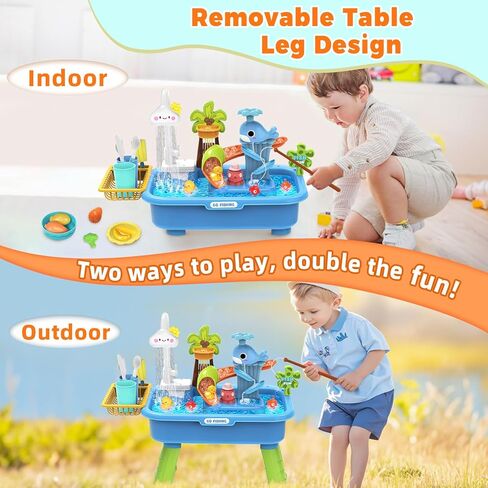 Water Table for Toddlers 1-3 with Electric Water Pump, Sand and Water Table for Kids Ages 4-8 Play Sink with Running Water & Electric Faucet, Role Play Sensory Toys in Kuwait