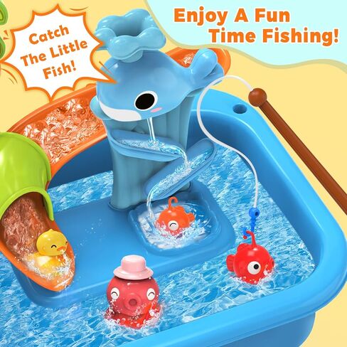 Water Table for Toddlers 1-3 with Electric Water Pump, Sand and Water Table for Kids Ages 4-8 Play Sink with Running Water & Electric Faucet, Role Play Sensory Toys in Kuwait