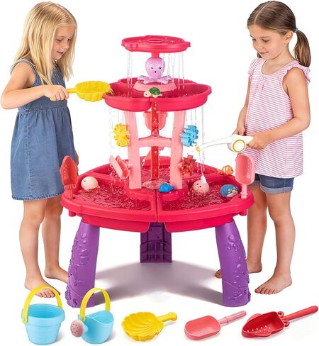 VROGTIK Water Table for Toddlers with Fishing Game Set 3-Tier Kids Sand Water Table Sensory Outdoor Toys for Kids Ages 4-8 Summer Beach Outside Backyard Toys for Girls& Boys Age 3 4 5 6 7 8 9 in Kuwait