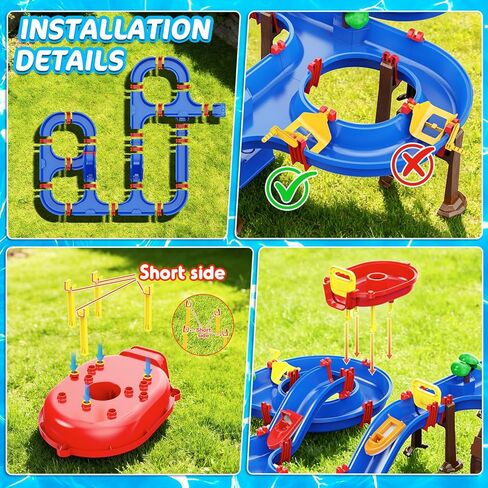 TERRAMUS 2-Tier Kids Watermill Water Table Toys، 124PCS Water Park Playset مع مضخة، عجلة مائية، ألعاب المياه الصيفية في الهواء الطلق الممرات المائية للفناء الخلفي، الحديقة، الشاطئ، حمام السباحة، هدايا للأولاد والبنات والأطفال الصغار 3-5 4-8 in Kuwait