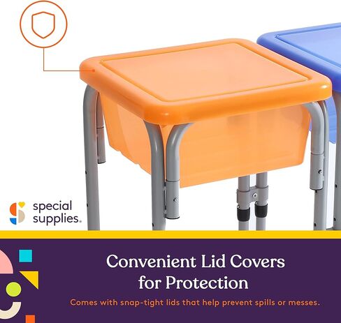 Special Supplies Sensory Activity Table -with Plastic Buckets and Beach Items for Interactive Learning - Water, Sand, and STEM Play (Two Buckets - Orange + Blue) in Kuwait
