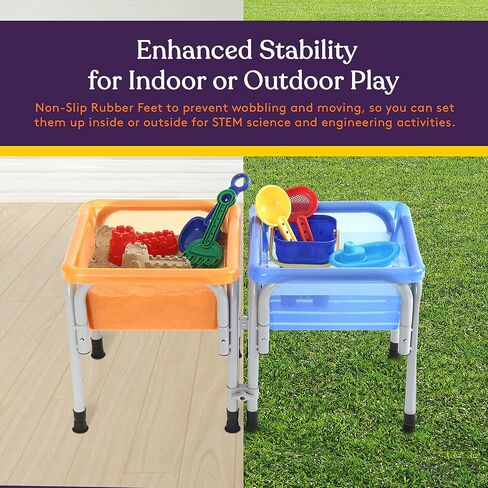 Special Supplies Sensory Activity Table -with Plastic Buckets and Beach Items for Interactive Learning - Water, Sand, and STEM Play (Two Buckets - Orange + Blue) in Kuwait
