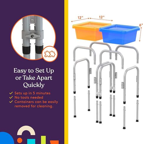Special Supplies Sensory Activity Table -with Plastic Buckets and Beach Items for Interactive Learning - Water, Sand, and STEM Play (Two Buckets - Orange + Blue) in Kuwait