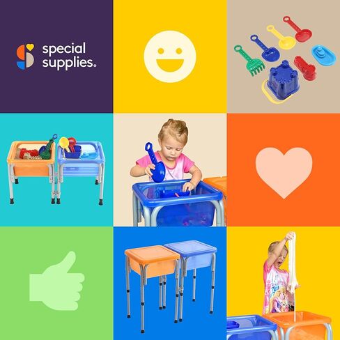 Special Supplies Sensory Activity Table -with Plastic Buckets and Beach Items for Interactive Learning - Water, Sand, and STEM Play (Two Buckets - Orange + Blue) in Kuwait