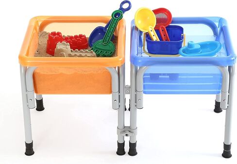 Special Supplies Sensory Activity Table -with Plastic Buckets and Beach Items for Interactive Learning - Water, Sand, and STEM Play (Two Buckets - Orange + Blue) in Kuwait