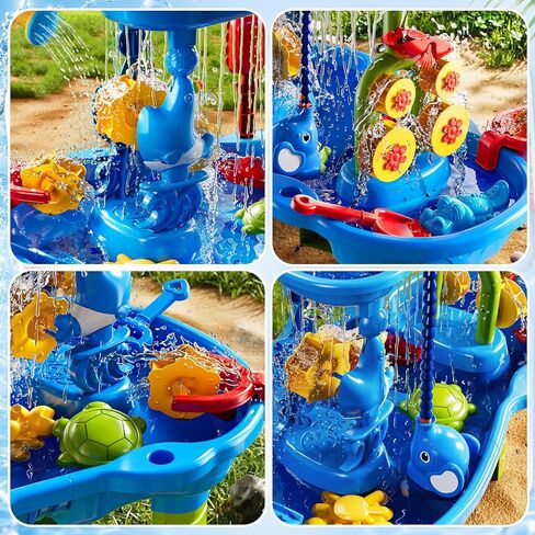 JUKUDAHU Water Table for Kids Ages 4-8 with Water Pump, Summer Outdoor Sand Water Table for Boys Girls, Kids Water and Sand Activity Sensory Toys for Toddlers Age 3-8 in Kuwait