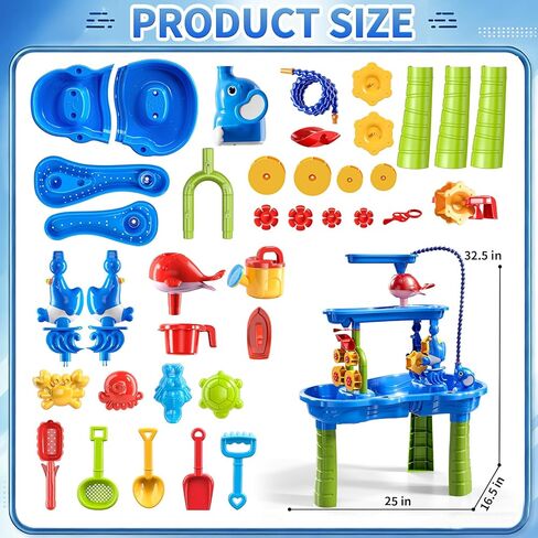 JUKUDAHU Water Table for Kids Ages 4-8 with Water Pump, Summer Outdoor Sand Water Table for Boys Girls, Kids Water and Sand Activity Sensory Toys for Toddlers Age 3-8 in Kuwait