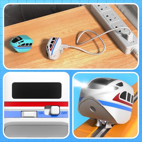Only for Annexfun Electric Train Sets | Non-Magnetic | 2-Pack USB Rechargeable Train Cars - Exclusively for Annexfun Electric Train Tracks | Cannot Operate Independently | Kids 3+ Years in Kuwait