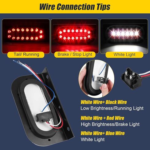 مجموعة مصابيح LED بيضاوية 6 بوصة مع عكس احتياطي، أحمر/أبيض 22 مصباح مقطورة LED مع أقواس 25FT 5Pin علامات شريط الضوء، مقاومة للماء لإيقاف الفرامل لشاحنة القارب RV in Kuwait