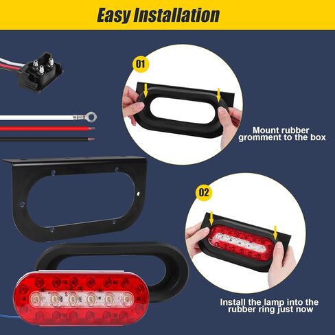 مجموعة مصابيح LED بيضاوية 6 بوصة مع عكس احتياطي، أحمر/أبيض 22 مصباح مقطورة LED مع أقواس 25FT 5Pin علامات شريط الضوء، مقاومة للماء لإيقاف الفرامل لشاحنة القارب RV in Kuwait