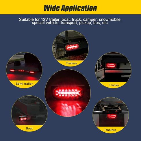 مجموعة مصابيح LED بيضاوية 6 بوصة مع عكس احتياطي، أحمر/أبيض 22 مصباح مقطورة LED مع أقواس 25FT 5Pin علامات شريط الضوء، مقاومة للماء لإيقاف الفرامل لشاحنة القارب RV in Kuwait