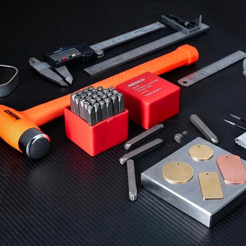 NEIKO 02633A Number and Letter Punch Set with Heat-Treated Steel Punches, Imprinting & Arts and Crafts, 3/16" (5 MM) Shaft, 36 Pc Stamp Set, Uppercase Letter & Number Punch Set (A-Z / 0-8 / "&") in Kuwait