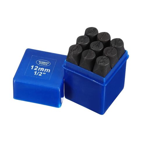 HARFINGTON 9Pcs Metal Number Stamps Set 1/8" (3mm) 40Cr Number Stamping Kit Hand Stamping Punch Tool Set with Blue Case for Jewelry Making Craft Arts Ring Bracelet in Kuwait