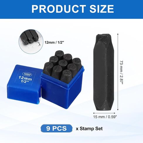 HARFINGTON 9Pcs Metal Number Stamps Set 1/8" (3mm) 40Cr Number Stamping Kit Hand Stamping Punch Tool Set with Blue Case for Jewelry Making Craft Arts Ring Bracelet in Kuwait