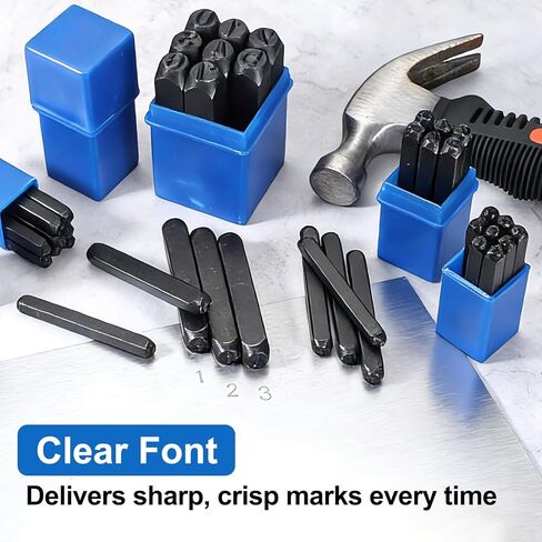 HARFINGTON 9Pcs Metal Number Stamps Set 1/8" (3mm) 40Cr Number Stamping Kit Hand Stamping Punch Tool Set with Blue Case for Jewelry Making Craft Arts Ring Bracelet in Kuwait