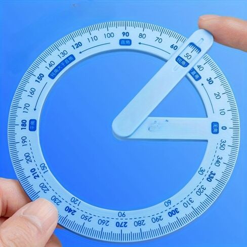 360-Degree Rotating Protractor - Precision Angle Measuring Tool for Drafting & Drawing, Essential Office Supplies (Blue) in Kuwait