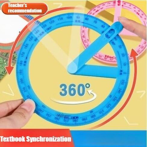 360-Degree Rotating Protractor - Precision Angle Measuring Tool for Drafting & Drawing, Essential Office Supplies (Blue) in Kuwait