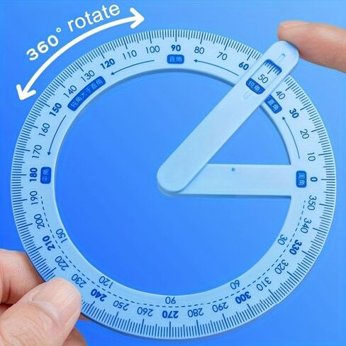 360-Degree Rotating Protractor - Precision Angle Measuring Tool for Drafting & Drawing, Essential Office Supplies (Blue) in Kuwait