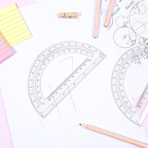 2 PCS Plastic Protractor, 180 Degrees Math Protractors Angle Measurement Clear Protractor Ruler for Geometry Classroom Student School Office Supplies, 6 Inch in Kuwait