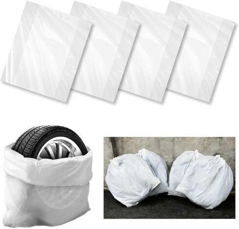 4PCS Extra Large Car Tire Bags for Storage,LDPE Disposable Car Tire Storage Bags for Easy Storages and Transportation of Tires,Dustproof & Tear Resistant Tires Covers for Cars in Kuwait