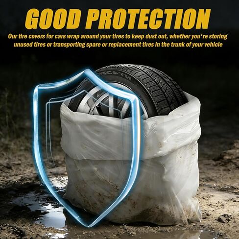 4PCS Extra Large Car Tire Bags for Storage,LDPE Disposable Car Tire Storage Bags for Easy Storages and Transportation of Tires,Dustproof & Tear Resistant Tires Covers for Cars in Kuwait