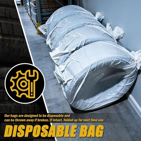 4PCS Extra Large Car Tire Bags for Storage,LDPE Disposable Car Tire Storage Bags for Easy Storages and Transportation of Tires,Dustproof & Tear Resistant Tires Covers for Cars in Kuwait