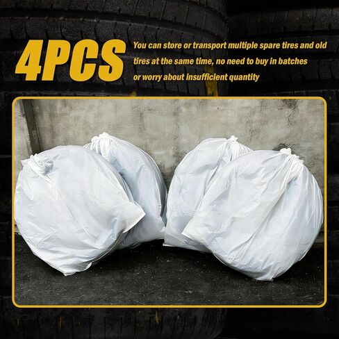 4PCS Extra Large Car Tire Bags for Storage,LDPE Disposable Car Tire Storage Bags for Easy Storages and Transportation of Tires,Dustproof & Tear Resistant Tires Covers for Cars in Kuwait