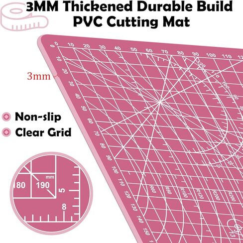 Sewing Cutting Mat 8in x 6in,Small Self Healing Cutting Board A5 Rotary Cutting Mat for Crafts Pink Double Sided Thickened PVC Craft Cutting Board for Quilting Hobby Fabric Precision in Kuwait