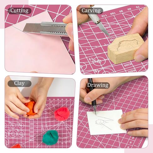 Sewing Cutting Mat 8in x 6in,Small Self Healing Cutting Board A5 Rotary Cutting Mat for Crafts Pink Double Sided Thickened PVC Craft Cutting Board for Quilting Hobby Fabric Precision in Kuwait