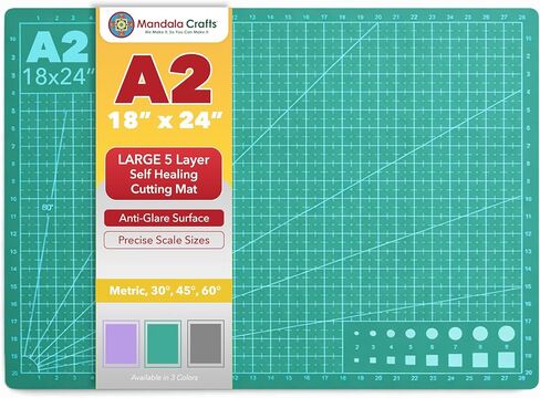 Mandala Crafts Self-Healing Cutting Mat, Green 18" x 24" – A2 Large Double-Sided 5-Ply Rotary Cutting Board for Sewing, Quilting, Fabric, Leather, Craft, and Scrapbooking in Kuwait