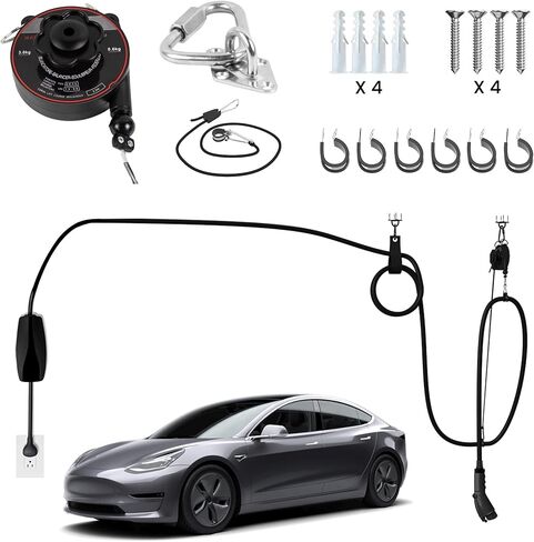 Overhead EV Charging Cable Organizer – Universal Retractable Cord Reel for Tesla & All Level 2 EVs, Ceiling and Wall Mount, Garage Cable Management System, Reinforced Steel Construction in Kuwait