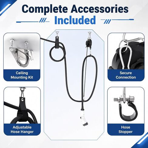 Overhead EV Charging Cable Organizer – Universal Retractable Cord Reel for Tesla & All Level 2 EVs, Ceiling and Wall Mount, Garage Cable Management System, Reinforced Steel Construction in Kuwait