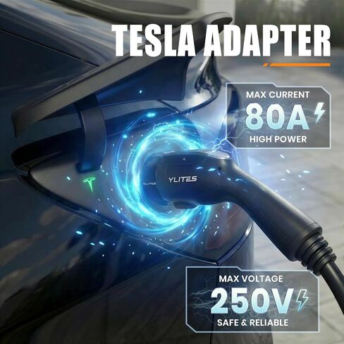 محول شاحن J1772 إلى Tesla، محول EV سريع بحد أقصى 80 أمبير 250 فولت لطراز Tesla 3/Y/X/S وCybertruck، توصيل وإزالة أكثر سلاسة، مقاومة معززة للحرارة للمنزل ومحطات الشحن J1772 العامة in Kuwait