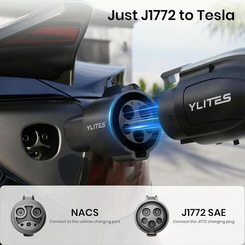 محول شاحن J1772 إلى Tesla، محول EV سريع بحد أقصى 80 أمبير 250 فولت لطراز Tesla 3/Y/X/S وCybertruck، توصيل وإزالة أكثر سلاسة، مقاومة معززة للحرارة للمنزل ومحطات الشحن J1772 العامة in Kuwait