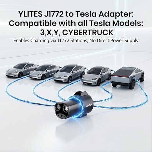 محول شاحن J1772 إلى Tesla، محول EV سريع بحد أقصى 80 أمبير 250 فولت لطراز Tesla 3/Y/X/S وCybertruck، توصيل وإزالة أكثر سلاسة، مقاومة معززة للحرارة للمنزل ومحطات الشحن J1772 العامة in Kuwait
