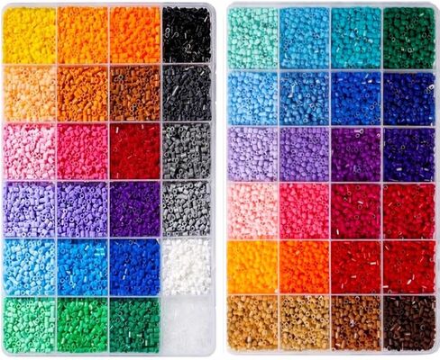 طقم خرز مصهر صغير 2.6 مم للبالغين من 7200+ قطعة، 24 لونًا، أكثر من 300 خرزة من كل لون، صندوق إعادة تعبئة خرز مصهر 2.6 مم، مجموعة فنية يدوية الصنع للهدايا اليدوية والديكور والإبداع (لا توجد أدوات أخرى) in Kuwait