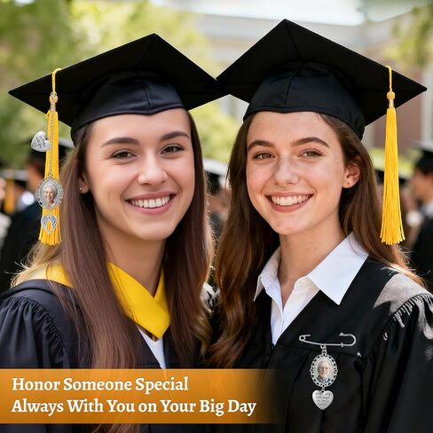 Graduation Memorial Tassel Photo Charm Gift Set – 2-in-1 Brooch & Tassel Charm for Graduation Cap, “Always With You" Keepsake with Card & Graduation Hat Gift Box, Class of 2026 (1Pcs Brooch Pendant and 1Pcs Pendant) in Kuwait