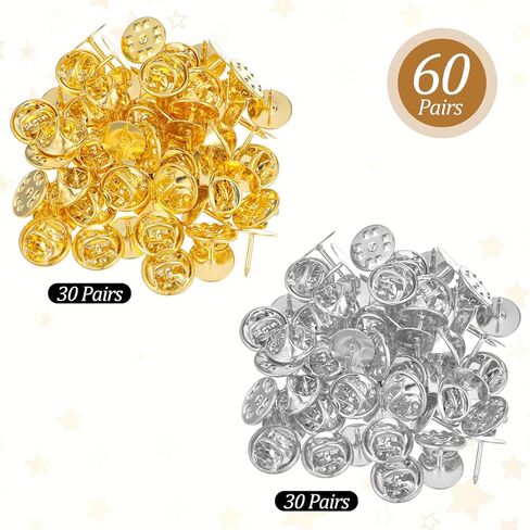60 Pairs Butterfly Tie Tacks, Gold & Silver Replacement Pins for Craft Making, DIY Crafts Cloth Decoration, Lapel Pins, Tie Bars in Kuwait
