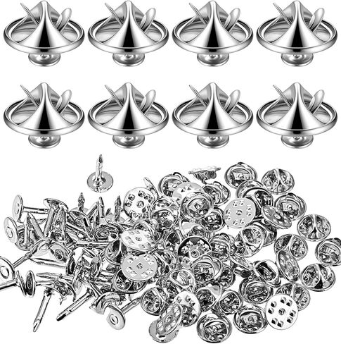 50 Pairs Tie Tack Pins, Replacement Pin Backs Clasp, Secure Locking & Anti-Down Pin Holders for Badges, Lapel Pins, Brooches in Kuwait
