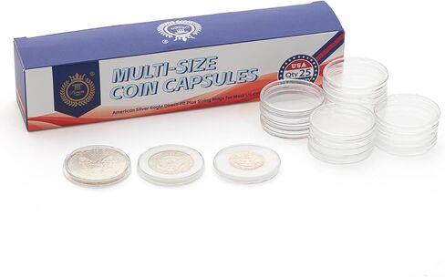 Boen American Silver Eagle Coin Holder 25 Acrylic Coin Capsules Coin Holders Perfect Fit 40.6mm American Silver Eagle in Kuwait