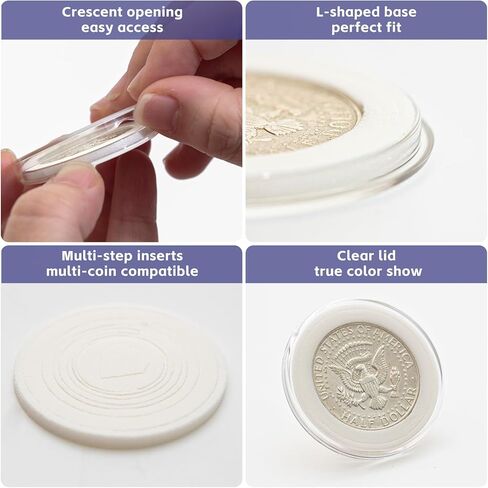 Boen American Silver Eagle Coin Holder 25 Acrylic Coin Capsules Coin Holders Perfect Fit 40.6mm American Silver Eagle in Kuwait