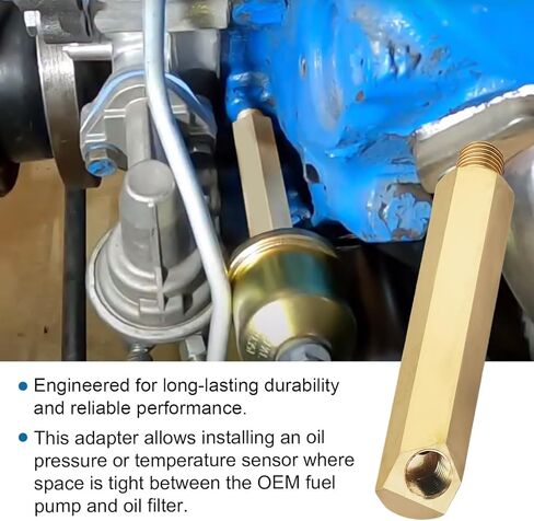 Oil Pressure Guage Adapter, Oil Sending Unit Extension fit for 260 289 302 351 V8 Windsor Engine 1/4in NPT 115mm Length in Kuwait