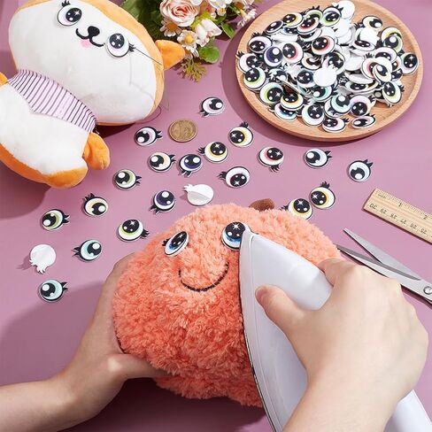 NBEADS 24 Pairs 6 Colors Adhesive Felt Eyes for Crafts, Plush Animals Making Felt Eyes with Lashes Large Crochet for DIY Crochet Animal Making Craft in Kuwait
