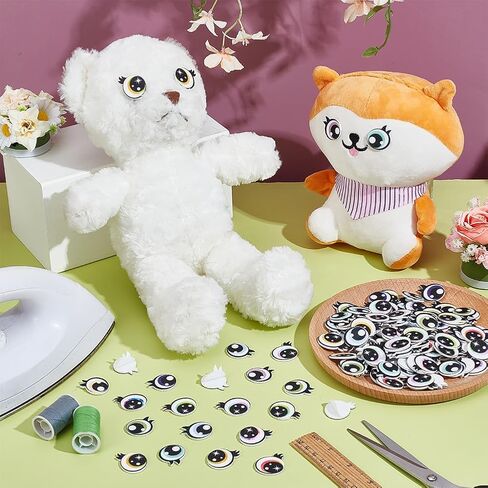 NBEADS 24 Pairs 6 Colors Adhesive Felt Eyes for Crafts, Plush Animals Making Felt Eyes with Lashes Large Crochet for DIY Crochet Animal Making Craft in Kuwait