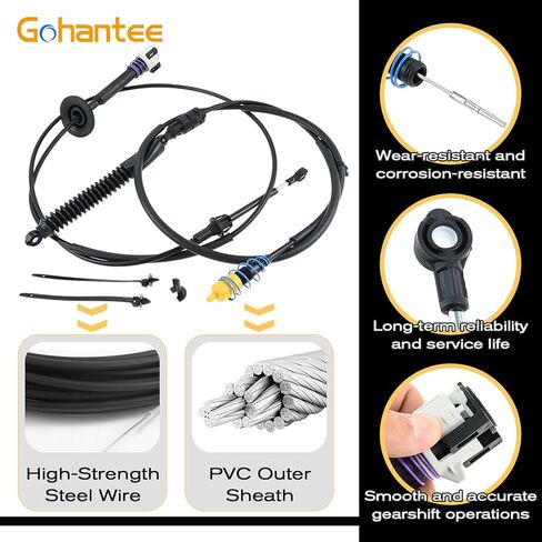كابل Gohantee Gear Shifter 12477640 كابل التحكم في ناقل الحركة الأوتوماتيكي متوافق مع شيفروليه سيلفرادو 1500 2500 3500 GMC Sierra 1500 2500 3500 Classic 1999-2007 (قطعتان) in Kuwait